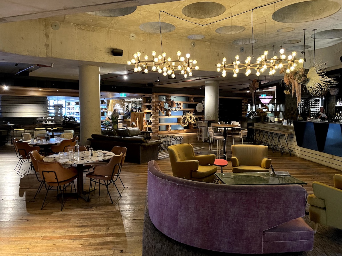 Ovolo Hotel Canberra lobby bar at night